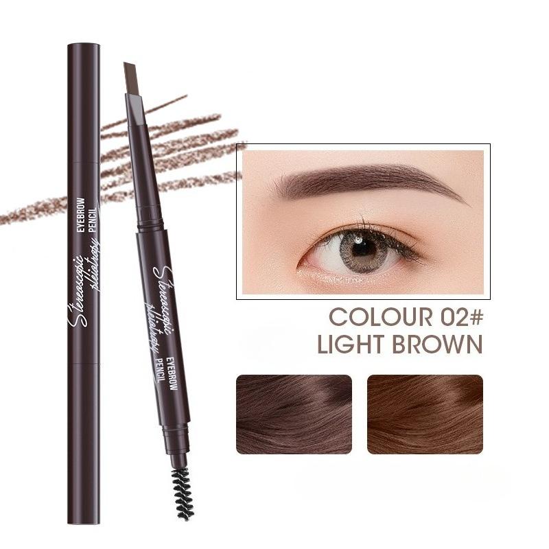 Dual-Ended Eyebrow Pencil with Triangular Tip & Brush - Perfect for All Skin Types