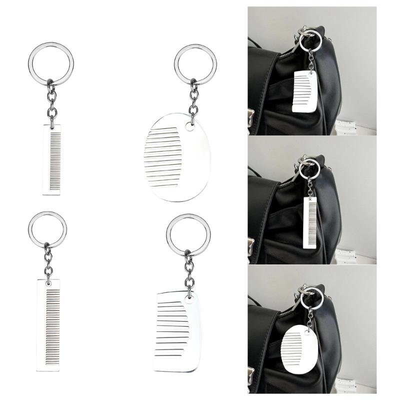 Hip Hop Style Keyring Titaniums Comb Pendant Keychain Edgy  Hair Styling Accessory for Fashion Women and Trendsetters