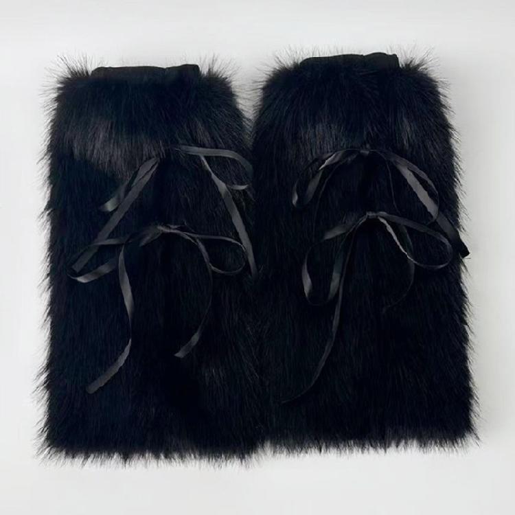 Soft Furry Plush Leg Covers For Women Stylish Bows Detail Fashion Leg Warmers Warmth Indoor Outdoor Versatility