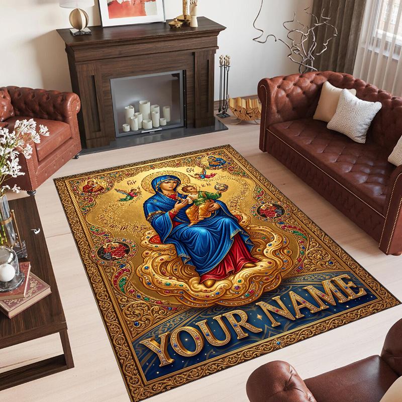 Decorative Artwork Theme Crystal Velvet Rug Personalized Custom Name Text Soft Floor Mat Home Decor