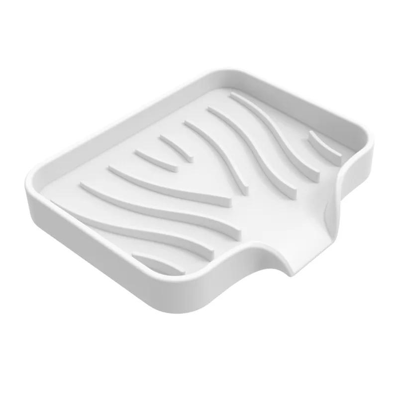 Soft Silicone Soap Holder Easy To Clean Soap Tray Free Punch Drain Rack Anti-slip Sink Tray  for Shower Bathroom Kitchen Tool