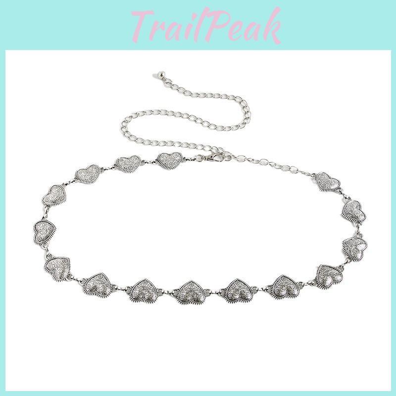 Vintage Love Heart Metal Carved Waist Chain Women Festival Waist Accessories
