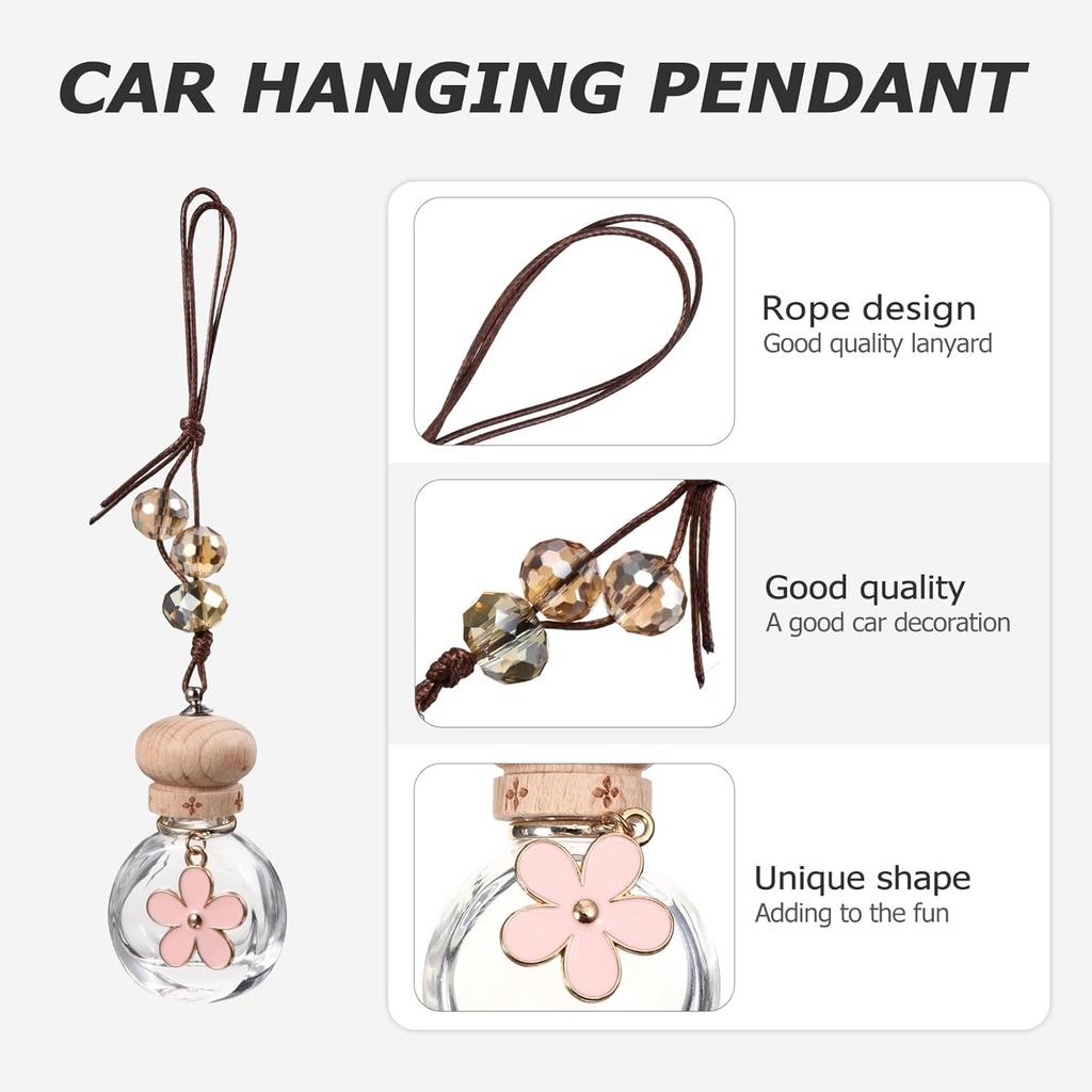 1pc Pendant Car Diffusers for Essential Oils - Hanging Air & Perfume Bottle - Automatic Air Diffuser - Glass Bottle - Pink