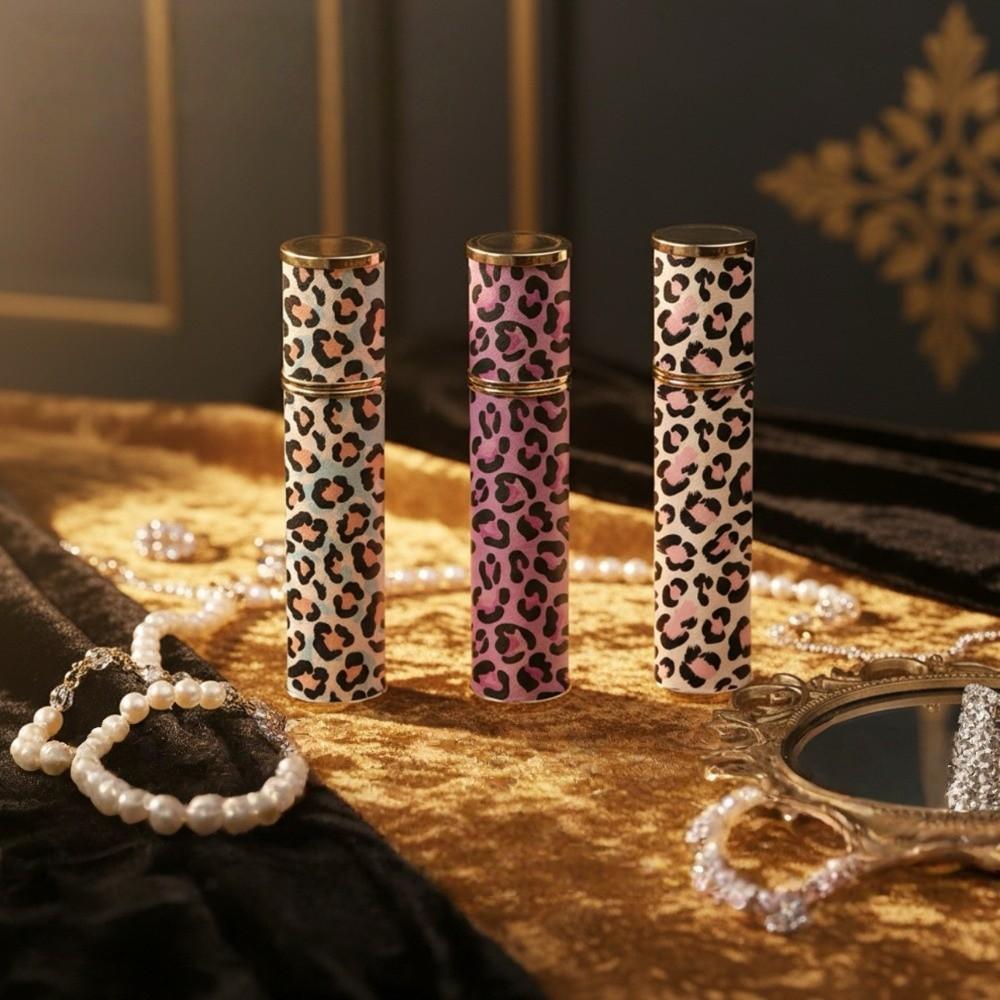 Reusable Leopard Print Leather Spray Bottle Portable Cosmetic Container 10ml Perfume Bottle Makeup