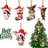 Merry Christmas Gremlins Gizmo Acrylic Santa Hat Pendant Xmas Tree Decor