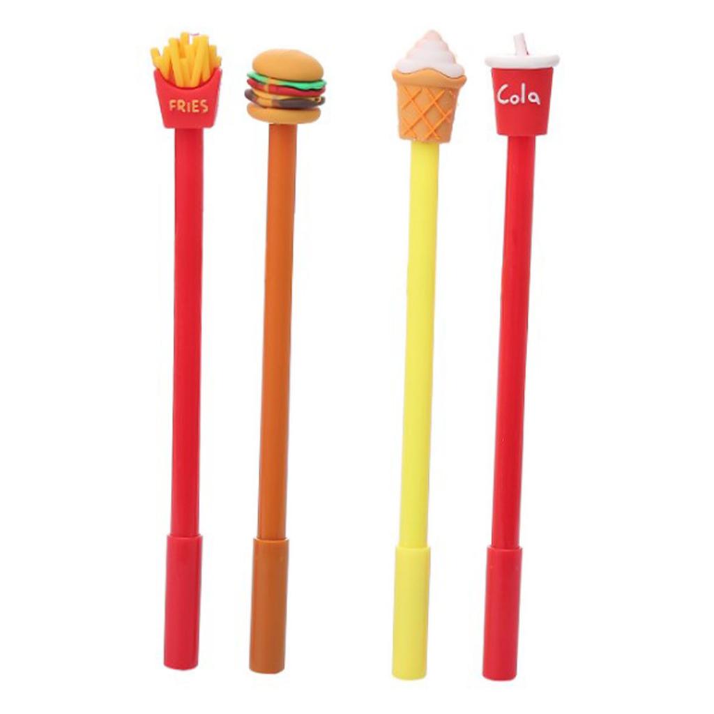 60Pcs Cartoon Gel Pen French Fries Coke Hamburger Ice Cream Cute Nontoxic Gel Ink Pen 0.5mm
