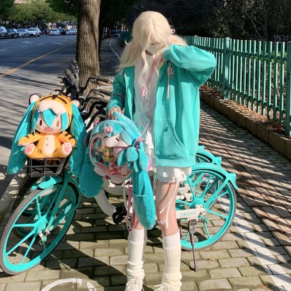 Harajuku Kawaii Y2k Style Hoodies Women Japanese Style Sweet Cat Ear Zip Up Oversized Sweatshirts Hooded Jacket