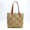 New shoulder splicing straw bag casual solid color women's bag large capacity hand-woven bag seaside vacation beach bag