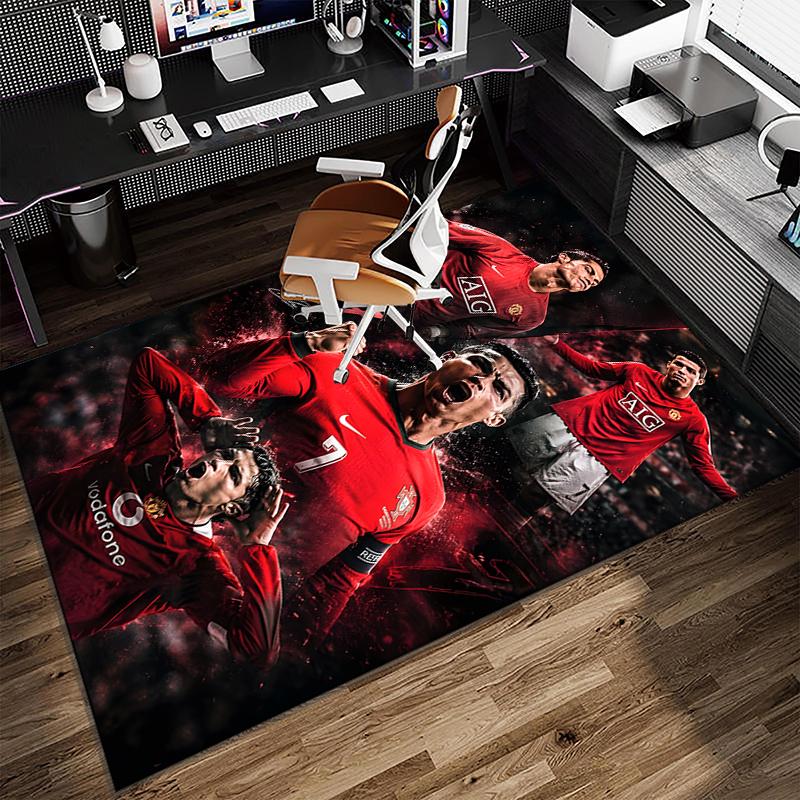 1PC Man United Soccer Action Rug Game Carpet, Floor Mat for Bedroom Living Room Entryway Rug, Home Decor Idea Gift for Christmas birthday