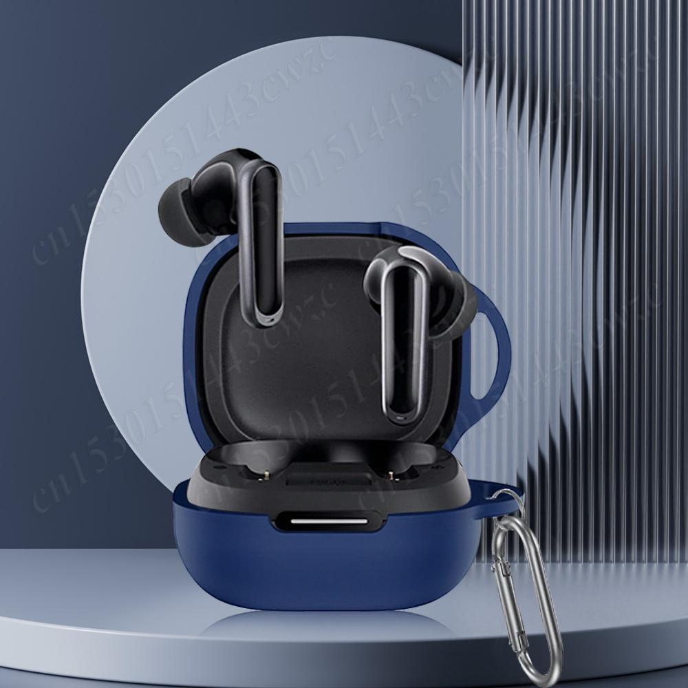 Silicone Case with Carabiner Protective Skin Cover Shockproof Earbuds Case Cover for Anker Soundcore P40i Earbuds Charging Case