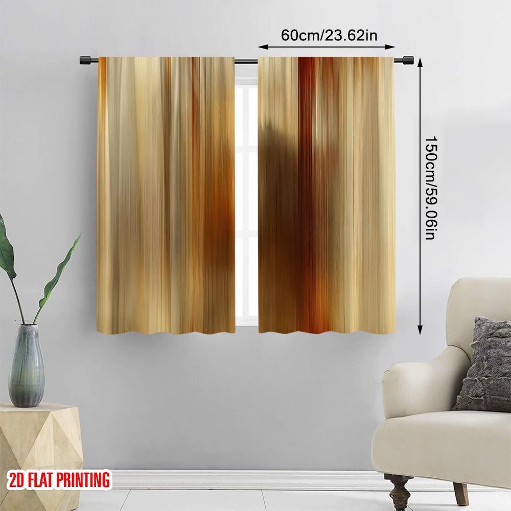 2D Flat Printing 2pcs Clearance  Curtain Smooth Color Durable Polyester  Without Electricity Family Party for Bedroom Living