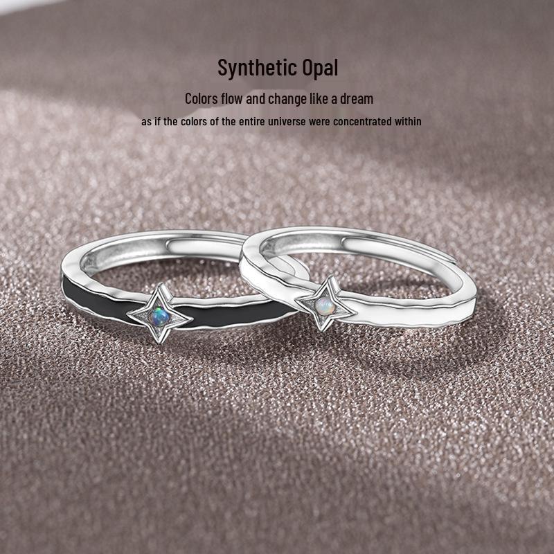 Hochwertige koreanische Little Star Wish Partnerringe aus 999 Sterlingsilber