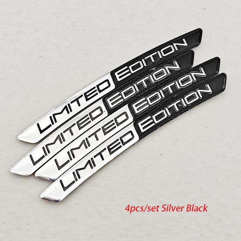 4pcs Aluminium Logo LIMITED EDITION Emblem Car Wheel Hub Stickers Tire Rim Decorative Strips Auto Exterior Universal Accessories