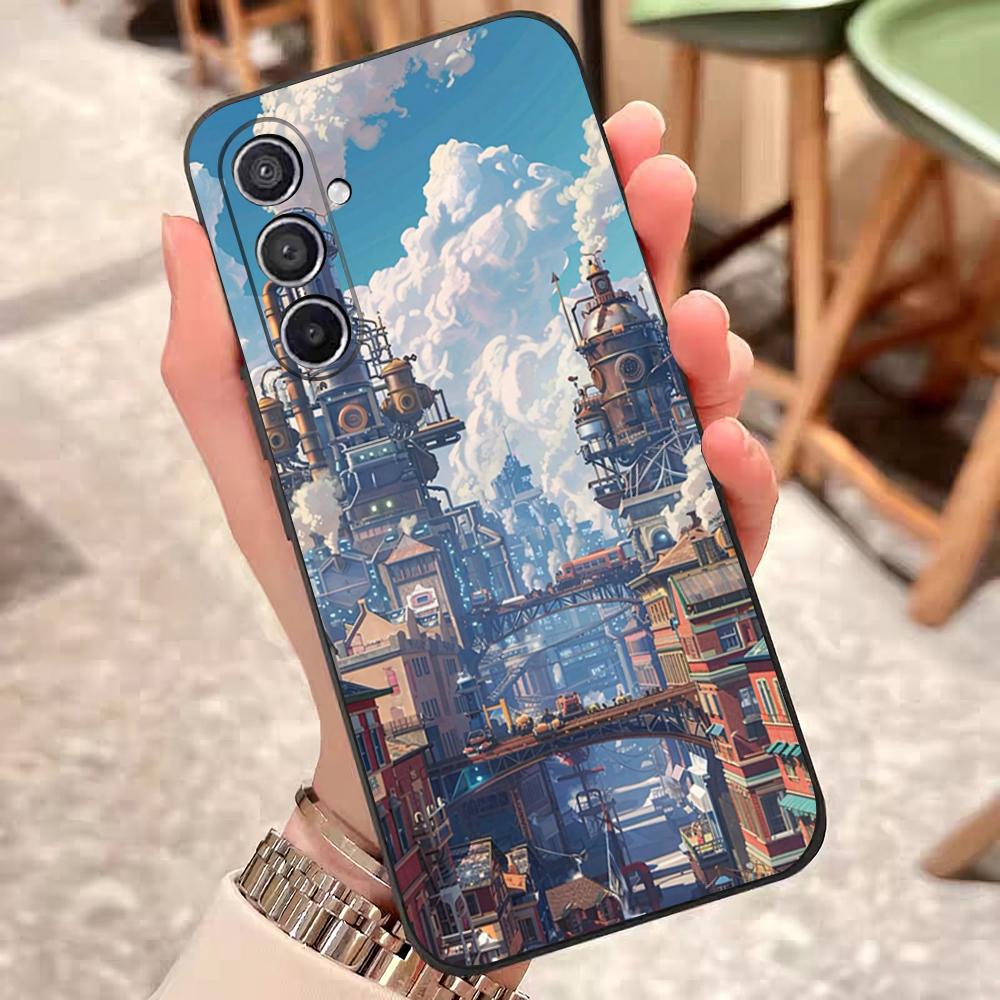 Steampunk Fantasy City Phone Case For Samsung S25 Edge 24 23 22 21 20 Ultra Plus Fe Galaxy A54 53 34 25 16 Silicon Cover