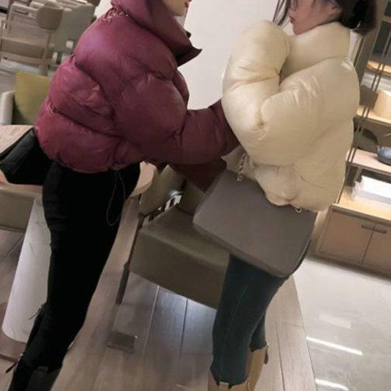 Autunno Inverno Donna Cappotto in cotone Colletto alla coreana Protezione collo Manica lunga Antivento Termico Imbottito spesso Chiusura con cerniera liscia Giacca morbida da donna