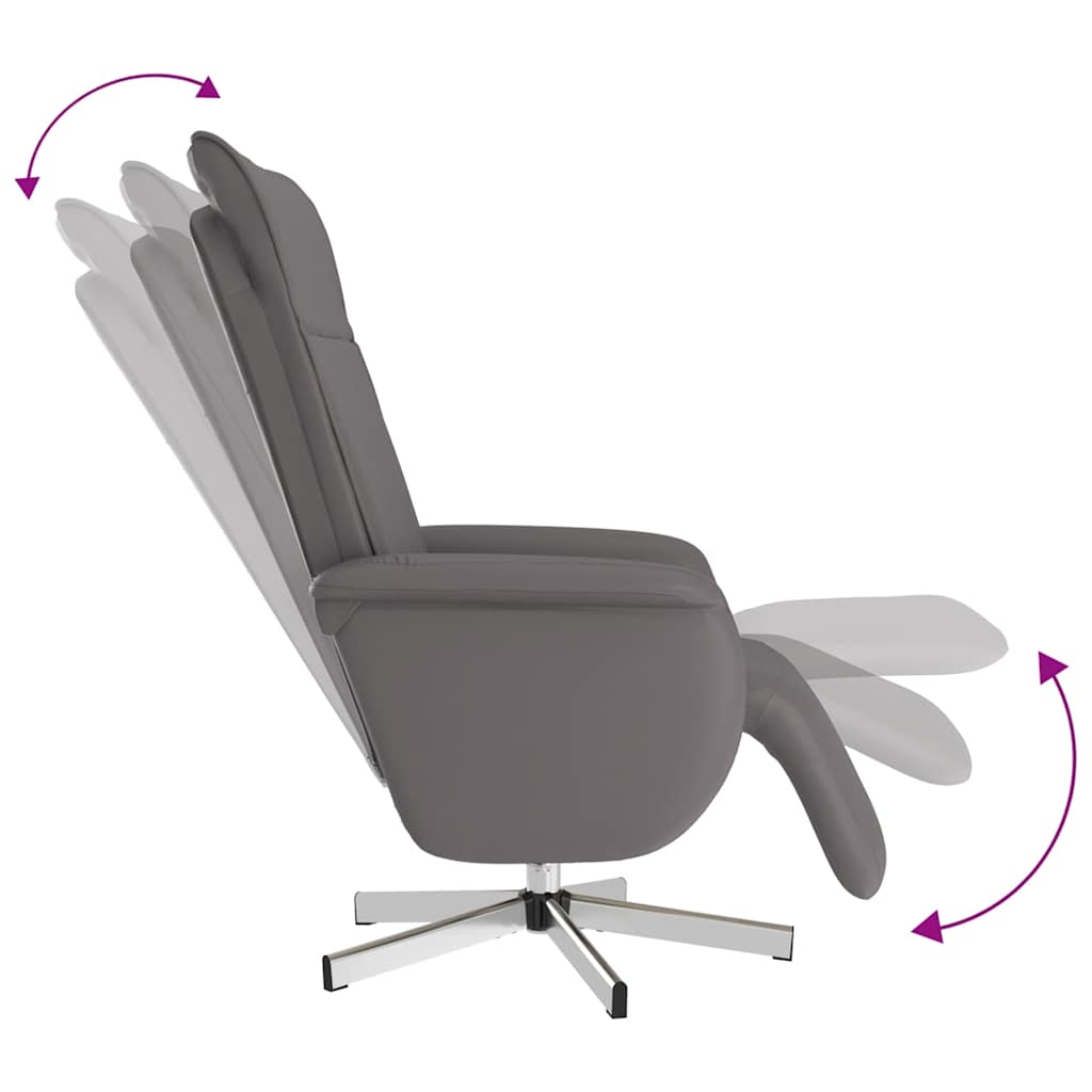 Vidaxl Reclining Massage Chair with Footrest, Grey, Faux Leather
