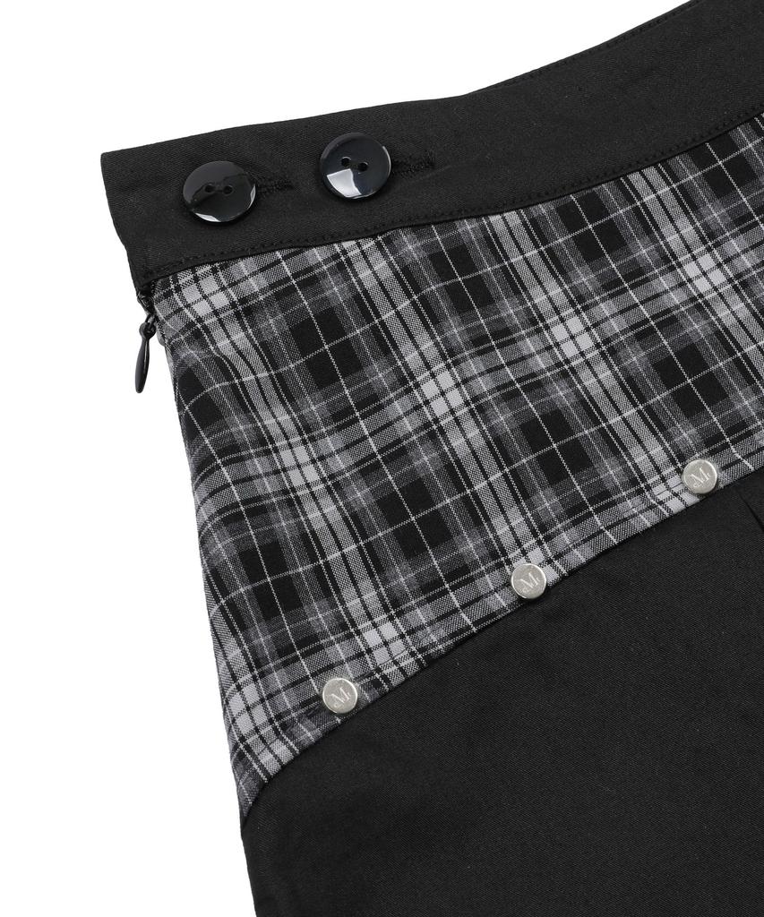 Mucent Stride Setup Check Color Block Mini Skirt