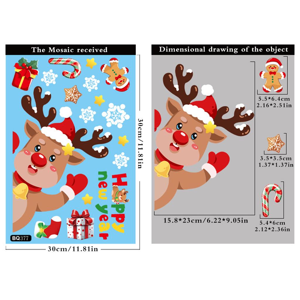 Christmas Window Stickers Santa Claus Reindeer Snowman and Elf Design Festive Merry Christmas Happy New Year Window Clings Gift