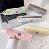 Plaid Pencil Pouch Y2k Grid Pencil Case Large Capacity Cloth Stationery Bag Office