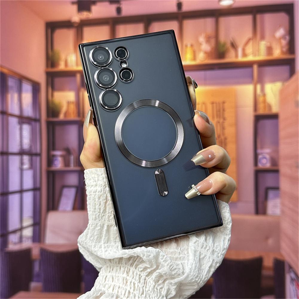 Husă Magnetică Magsafe de Lux cu Placare Moale din Silicon pentru Samsung S24 S23 S22 S21 S20 Ultra Plus FE Note20 A15 A05S A55 A35 5G