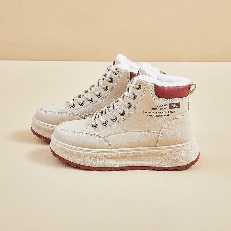 

Женские зимние теплые сноубутсы Нескользящие кроссовки на массивной платформе с подкладкой из искусственного меха На шнуровке Теннисные кроссовки для ходьбы Удобные короткие ботильоны для женщин 40 красный