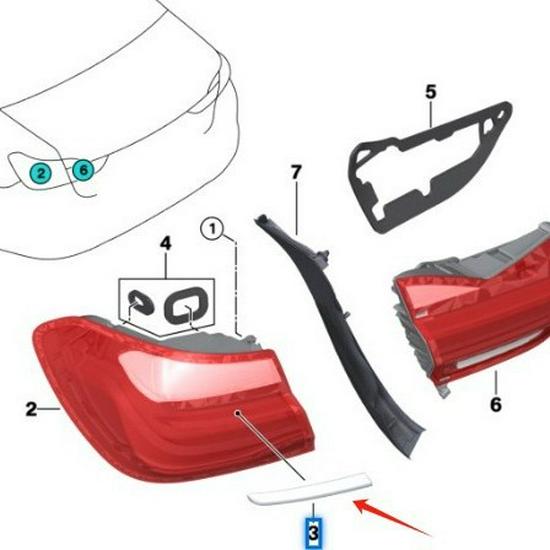 BMW 7 Series G11/G12 Taillight Electroplating Strip (Part# 63217378075/63217378076)