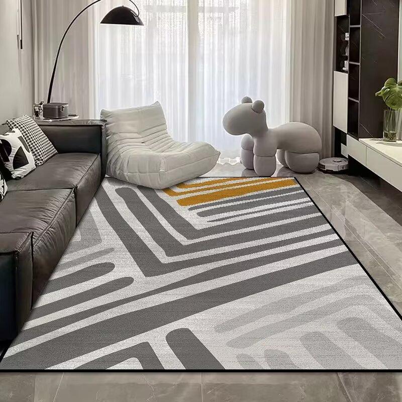 Light Luxury Abstract Living Room Crystal Velvet Carpet, Large Area Bedroom Full Of Floor Mats, Living Room Sand Coffee Table Carpet