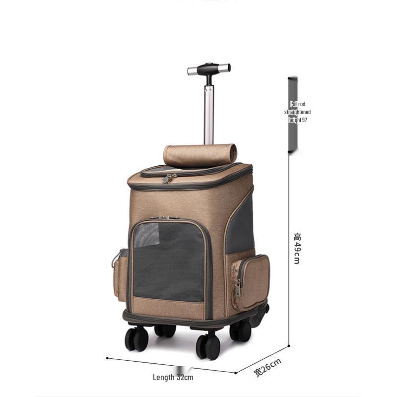 Foldable Dual-Use Cat & Pet Trolley Backpack - Large Capacity, Portable for Outdoor Use