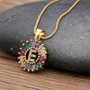 Nidin Hot Sale Initial Multicolor Zircon Necklace Charm Letter Necklace Name Jewelry For Women Men Accessories Party Gift