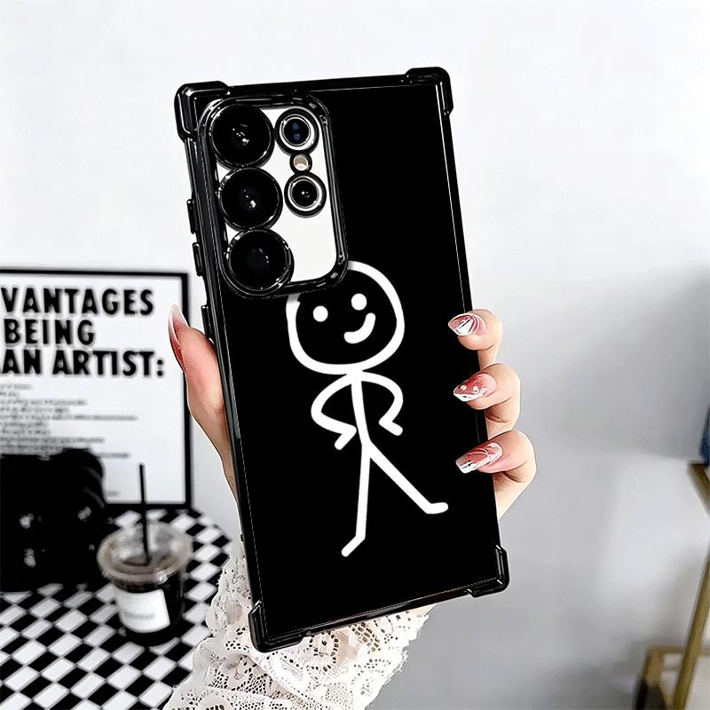 Funny Stickman Matchman Plating Phone Case For Samsung Galaxy S24 S25 FE S26 Edge S23 Ultra S22 S21 Plus S20 Anti-Fall Airabag C