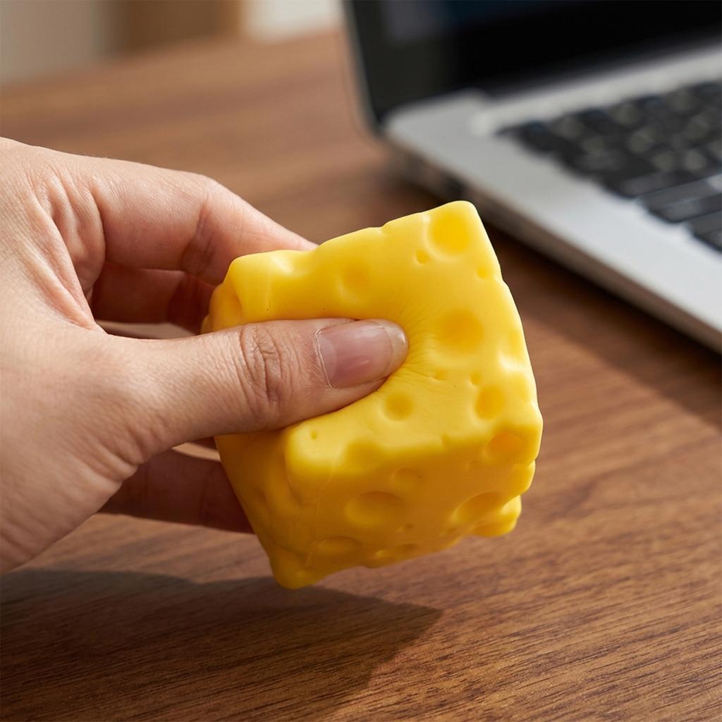 Jumbo Cheese Stress Ball Big Cheese Cube Squishy Soft Shapeable Squeeze Ball Non-Bounce Fidget Toy Asmr Sensory Anti-Stress Gift