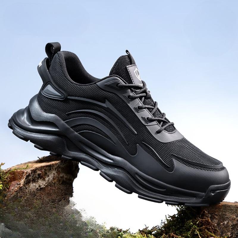 Fashion Men Safety Shoes Anti-crush Anti-puncture Breathable Wear-resistant Lightweight Anti-slip Steel-toe Protective Safety Work Shoes