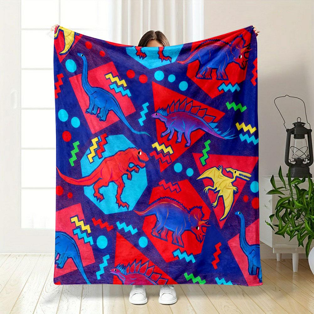 Stil Cartoon Dinosaurier Graffiti Stil Druck Decke Zuhause Reise Camping für Erwachsene und Kinder Luxuriöse Geschenke Mehrere Größen