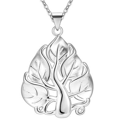 Frauen Hochzeit Halskette Schöne Mode Elegante 925 Stempel Silber Charm Blatt Baum Kette Halskette Schmuck Ln047