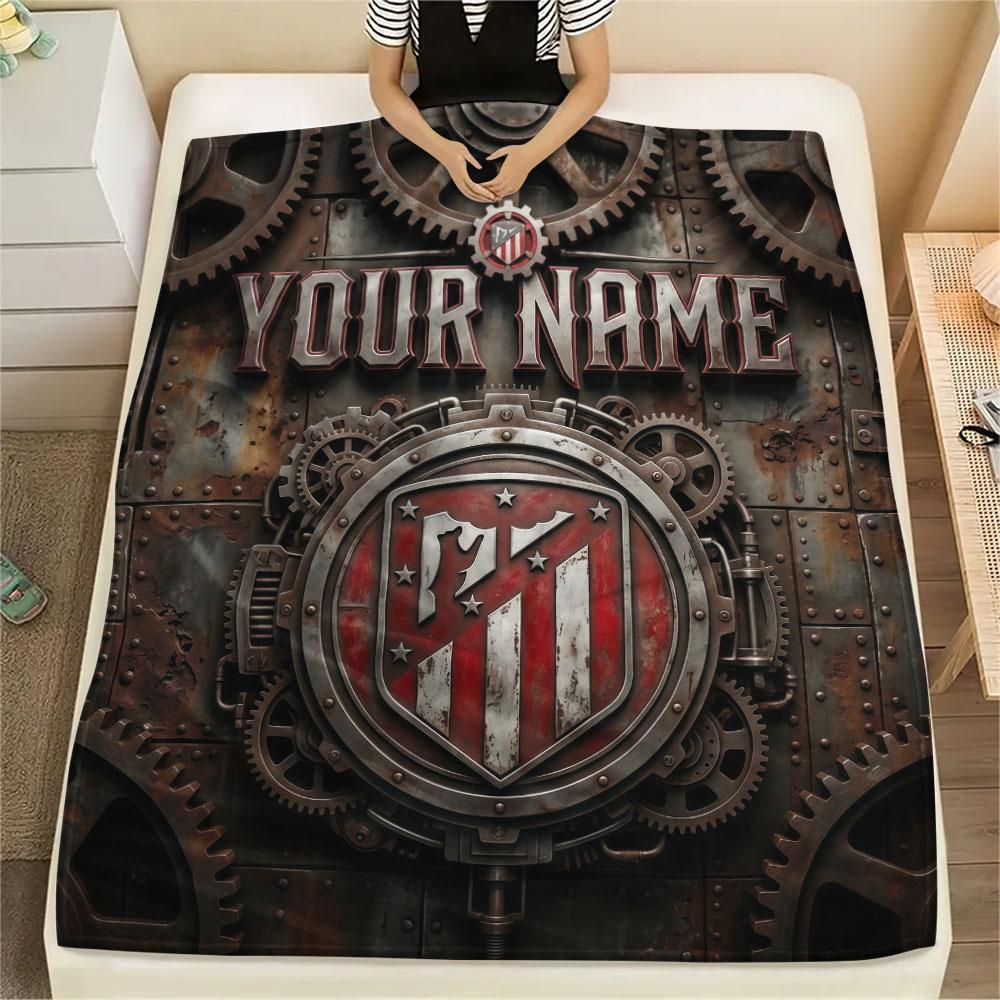 Custom Name,Atlético Madrid Printed Flannel Blanket, soft throw for bedroom sofa, washable, Christmas present, great gift.