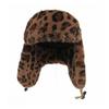 Leopard Plüsch Bombermütze Herren Damen Herbst Winter Dick Winddicht Kalt Skimütze Baumwollmütze Ohrenschutz Reitmütze