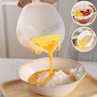 Filtro para hornear líquido para huevos, taza graduada para medir, utensilios de cocina multifuncionales para limpieza de verduras, frutas, arroz y frijoles