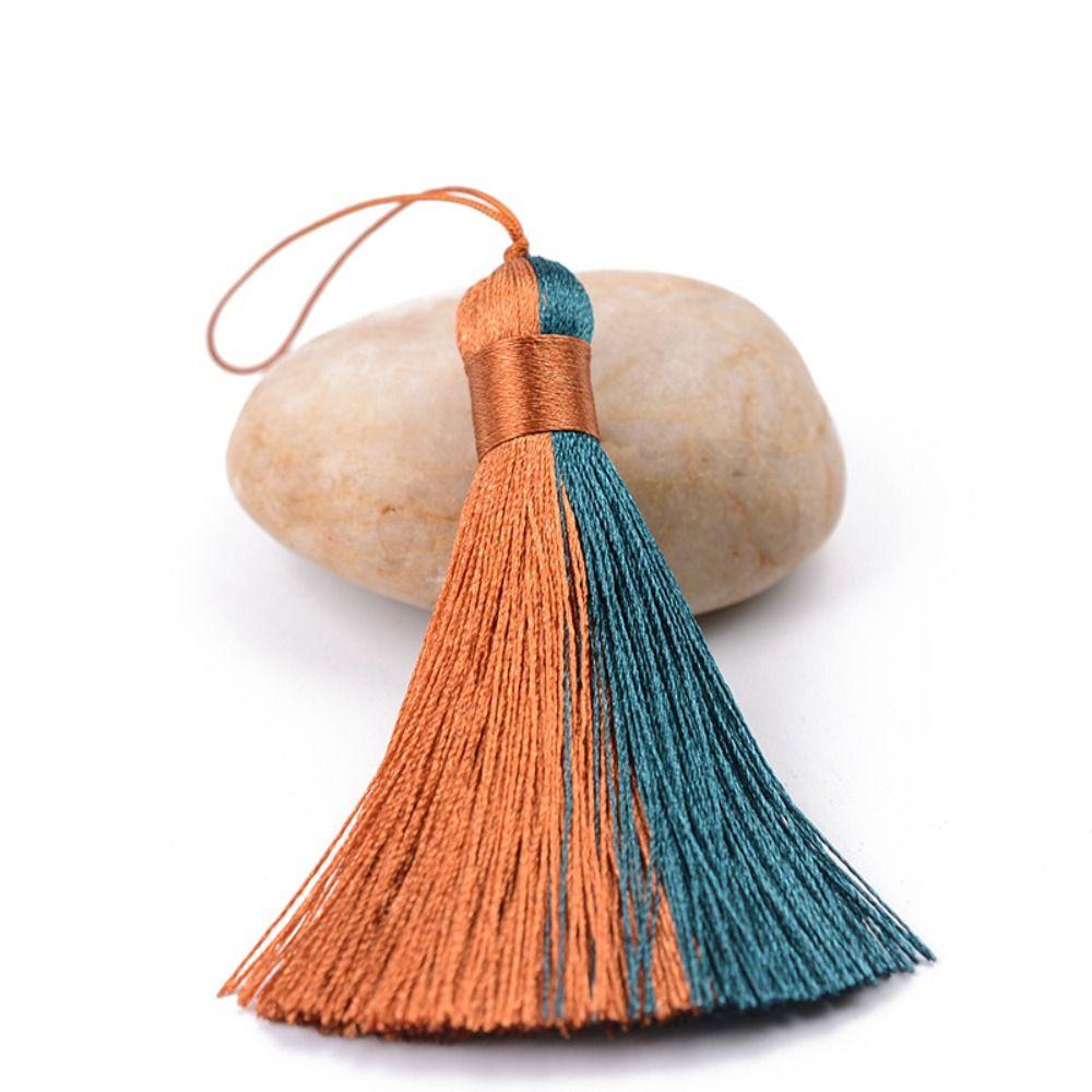 Soft Thread Fringe Tassel Charm Two-Tone Color Gradient Tassel Ornament  For Jewelry DIY