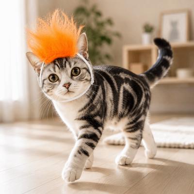 Funny Adjustable Elastic Cat Wig Novelty Eye-catching Cat Headdress Cute Pet Cosplay Hat Dress Up