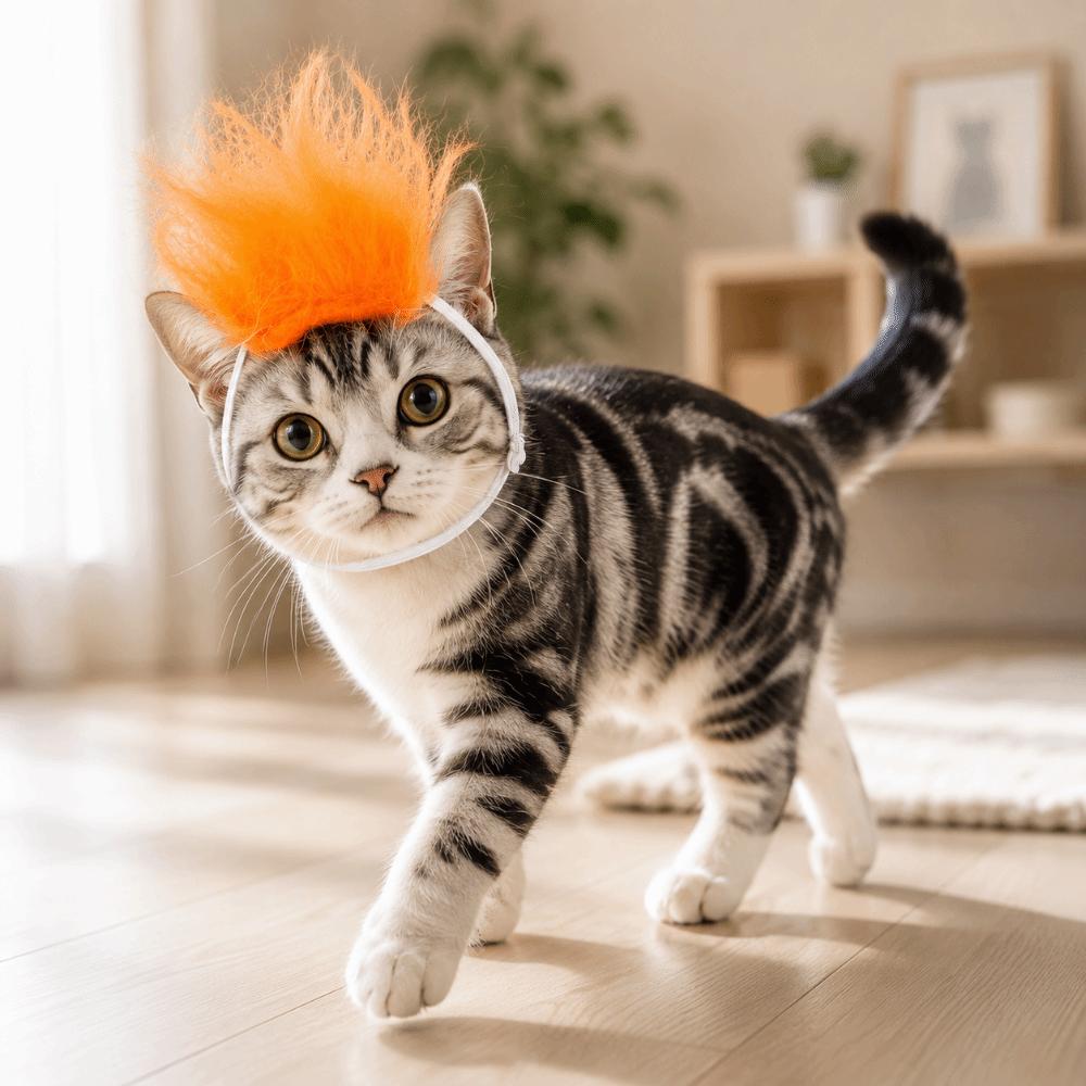 Fashion Adjustable Elastic Cat Wig Novelty Eye-catching Pet Cosplay Hat Cute Cat Funny Props Holiday