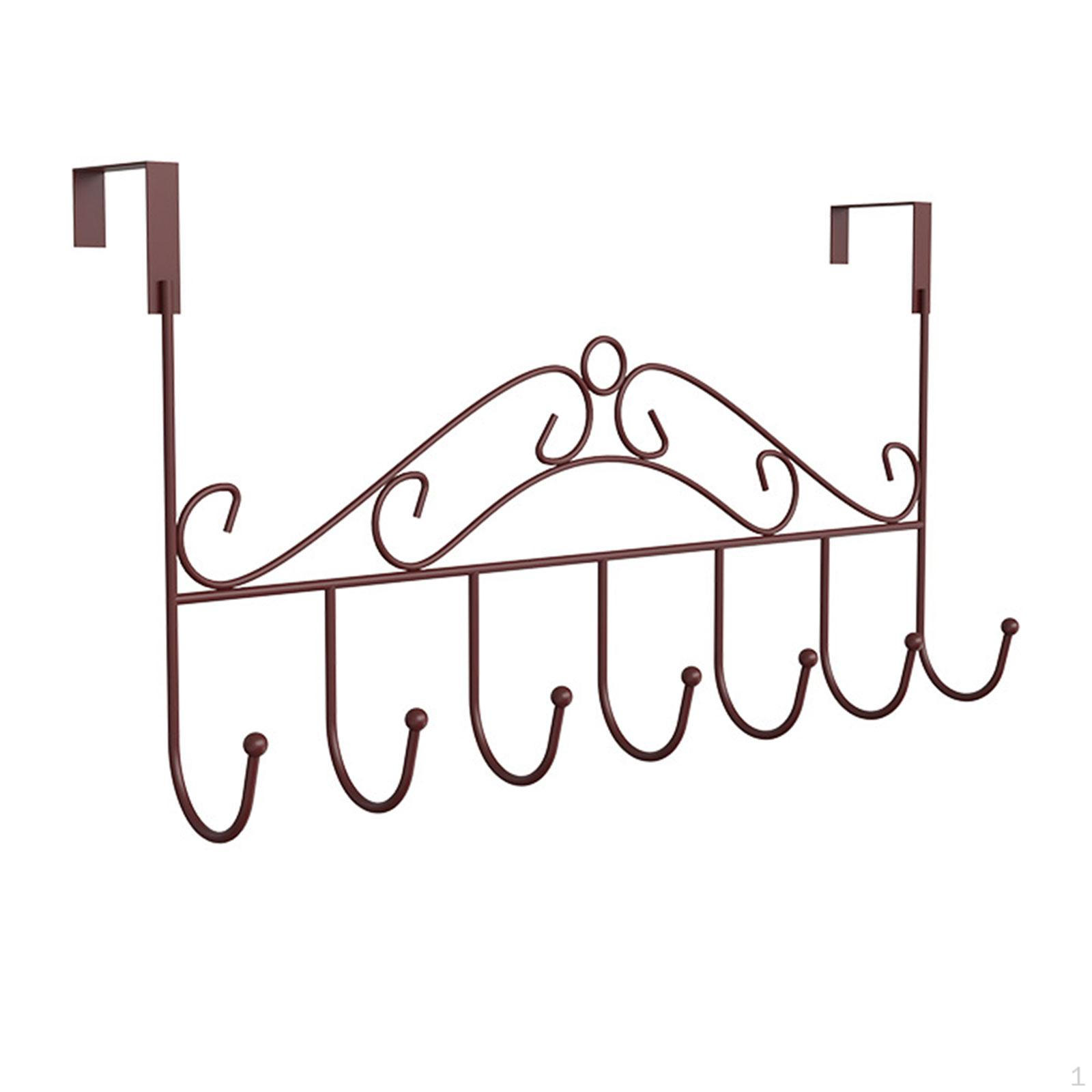 

7-Hook Door Hooks - Bathroom Accessories Storage Hook for Hanging Belts, Jackets, коричневий