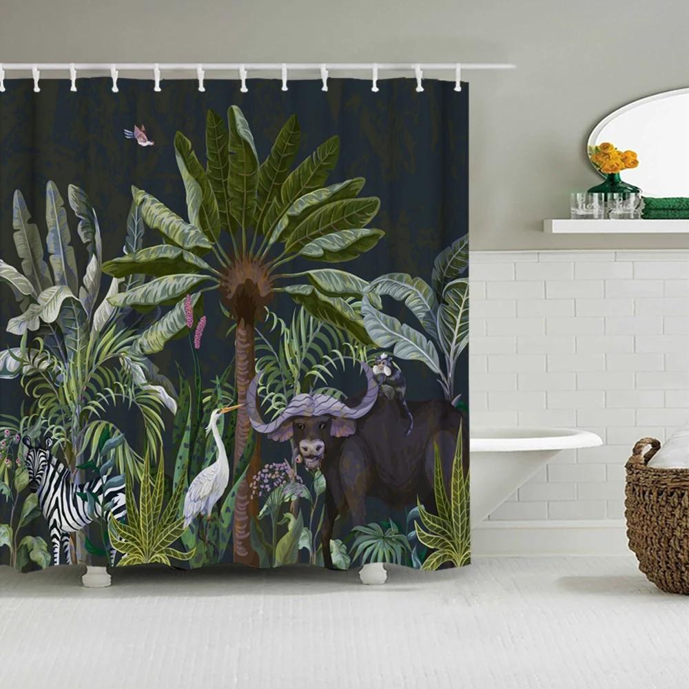 Rideaux de douche en forme d'arbre à fleurs et oiseaux de Style chinois, rideau de bain imperméable, décor de salle de bain avec crochets, impression 3d