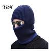 Men Knit Hat Hooded Scarf Hat, Warm Balaclava Hood for Winter Cold Solid Color Weather, Windproof Neck Warmer Skull Cap Outdoor Cycling Weather