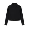 FILA Original Classic Simple Comfortable Versatile Slim Fit Stand Collar Half Zip Knit Long Sleeve T-Shirt Women Tops Black F11W549216FBK