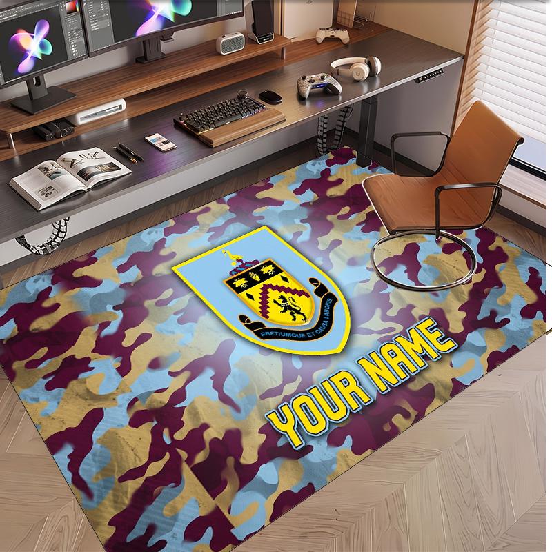Personalized Crystal Velvet Carpet Burnley Football Pattern Non Slip Floor Rug