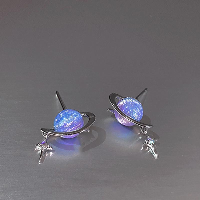 Round Woman Earrings Planet Girl Cat Eye Personality Hundred Match Earrings Engagement Exquisite Jewellery Gifts