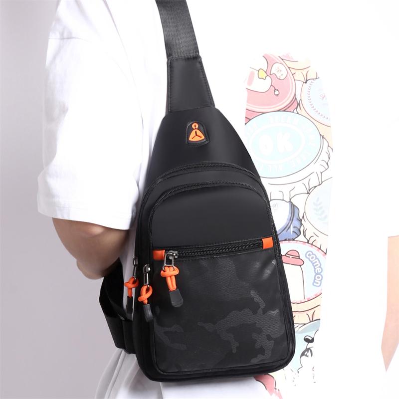 Pánská multifunkční taška přes rameno Messenger látková hrudní taška crossbody ležérní kabelka s otvorem pro sluchátka