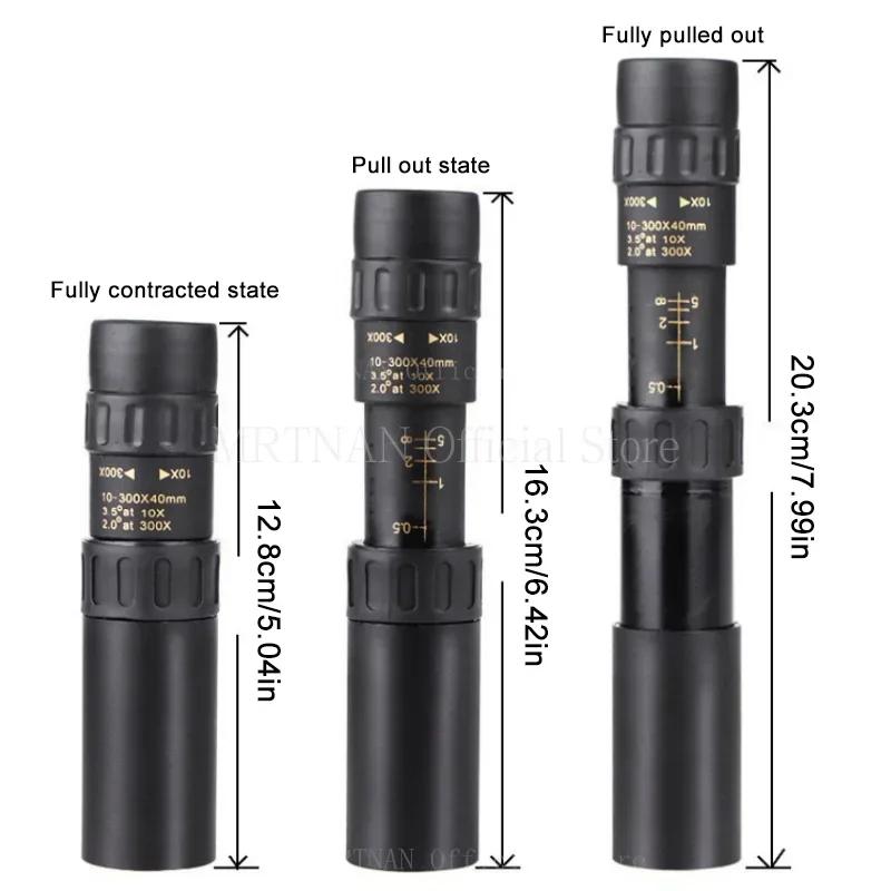 10-300x40 HD Monocular Telescope Long Range Zoom For Outdoor Hunting Camping Tourism High Power Compact Monocular for Adults Kid