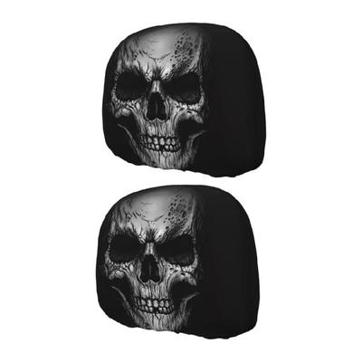 Automotive Kopfstützenbezüge mit Totenkopf-Druck passend für die meisten Automodelle mühelose Pflege einfache Installation Schutzbezug