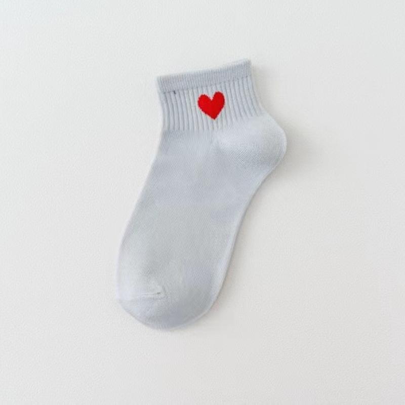 5Pairs Socks Cotton Short Socks Harajuku Novelty Love Heart Pattern Socks Hip Hop Solid Color Cute Socks Black White Sokken Soks